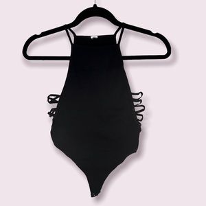 Black Ribbed Bodysuit